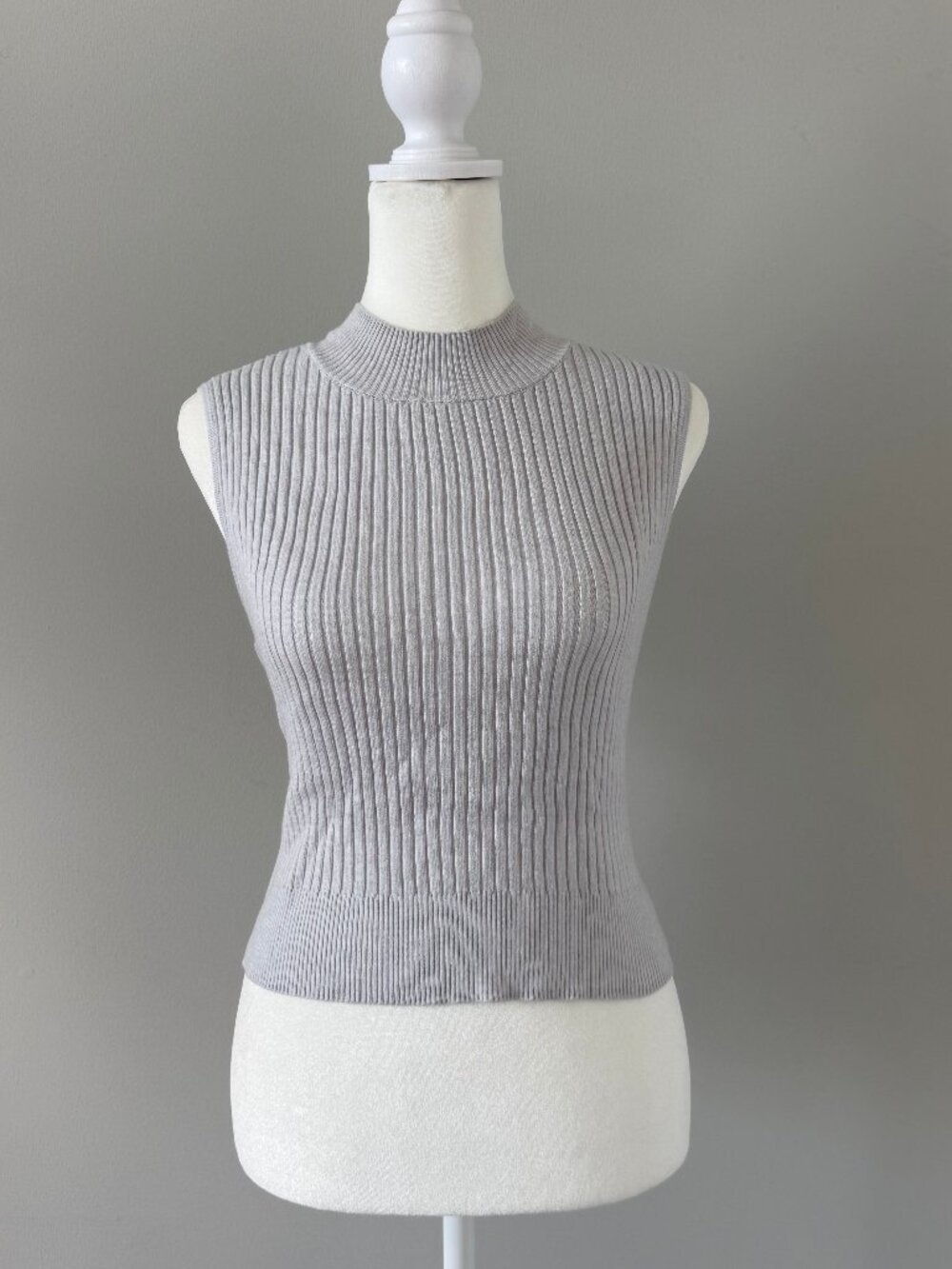 Calvin Klein Light Grey Sleeveless Mock Neck Sweater
